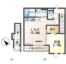 リオグランデ 1LDKの間取図画像