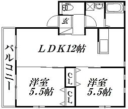 アイリス 2LDKの間取図画像