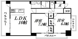 セントラルヒルズ松城 2LDKの間取図画像
