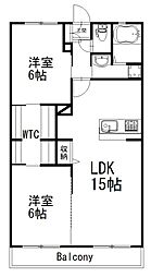 エクシード三方原II(中央棟) 2LDKの間取図画像