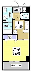 エストメンツ中央 1Kの間取図画像