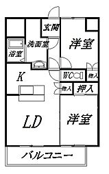 ラフォーレ・三方原 2LDKの間取図画像
