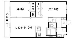 フォルトゥーナ 2LDKの間取図画像