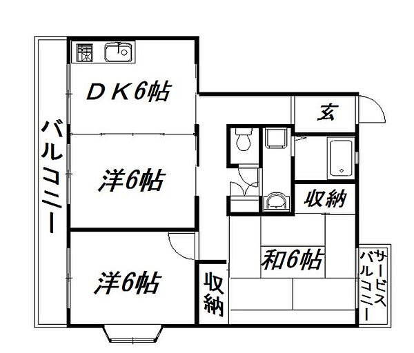 静岡県浜松市中央区神立町(賃貸マンション3DK・4階・61.24㎡)の写真 その2