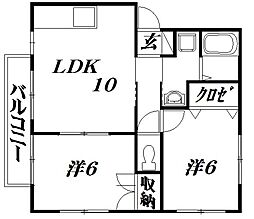 リヴェール宮竹A 2LDKの間取図画像