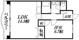 クレールトヨダ 1LDKの間取図画像