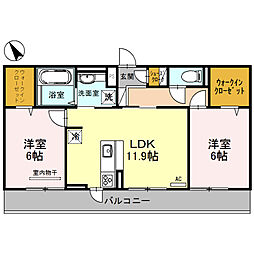 JR東海道・山陽本線 守山駅 徒歩20分の賃貸アパート 2階2LDKの間取り