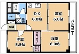 メゾン桑野 3階3DKの間取り
