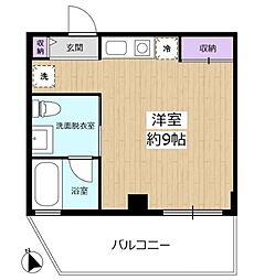バックス大津雄琴レイクヒルズ 1階ワンルームの間取り