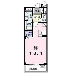 ブリリアント　テラス 4階ワンルームの間取り