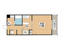 長谷川MS 2階1DKの間取り
