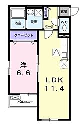 サン・リブ 1LDKの間取図画像