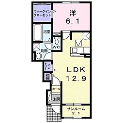 ミ・リブロ堅田 1LDKの間取図画像