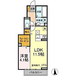 ロックヒル 201号室 1LDKの間取図画像