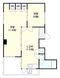 コーポ銀座 2LDKの間取図画像