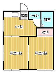 フォーブル共栄 2DKの間取図画像