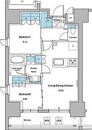 東京メトロ日比谷線 仲御徒町駅 徒歩5分の賃貸マンション 7階2LDKの間取り