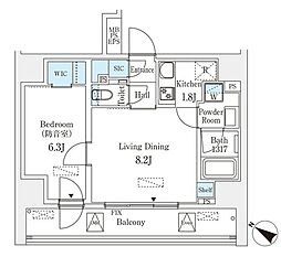 都営新宿線 九段下駅 徒歩4分の賃貸マンション 4階1LDKの間取り