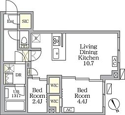 都営三田線 春日駅 徒歩7分の賃貸マンション 1階2LDKの間取り