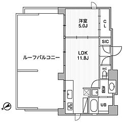 JR総武線 浅草橋駅 徒歩4分の賃貸マンション 12階1LDKの間取り