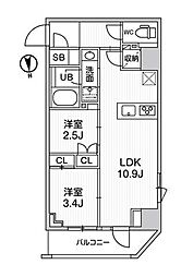 都営大江戸線 新御徒町駅 徒歩3分の賃貸マンション 4階2LDKの間取り