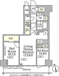 東京メトロ東西線 神楽坂駅 徒歩8分の賃貸マンション 2階2LDKの間取り