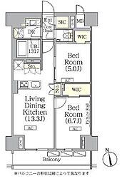 東京メトロ東西線 神楽坂駅 徒歩8分の賃貸マンション 2階2LDKの間取り