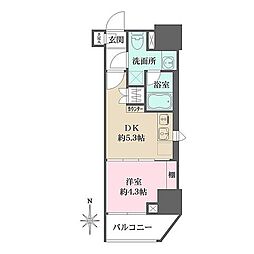 都営大江戸線 新御徒町駅 徒歩5分の賃貸マンション 6階1DKの間取り