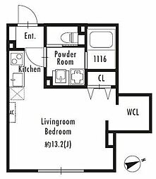 都営新宿線 曙橋駅 徒歩5分の賃貸マンション 3階ワンルームの間取り