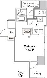 JR山手線 西日暮里駅 徒歩9分の賃貸マンション 4階1Kの間取り
