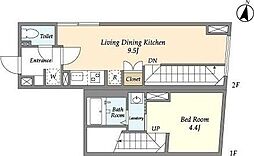 東京メトロ南北線 本駒込駅 徒歩3分の賃貸マンション 2階1LDKの間取り