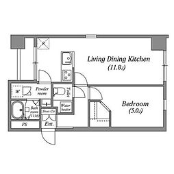 東京メトロ日比谷線 八丁堀駅 徒歩3分の賃貸マンション 2階1LDKの間取り