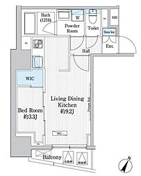 都営新宿線 曙橋駅 徒歩3分の賃貸マンション 7階1LDKの間取り