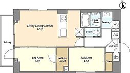 東京メトロ日比谷線 上野駅 徒歩3分の賃貸マンション 3階2LDKの間取り