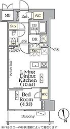 東京メトロ東西線 神楽坂駅 徒歩8分の賃貸マンション 7階1LDKの間取り