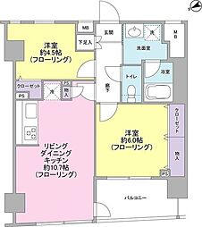 東京メトロ日比谷線 茅場町駅 徒歩4分の賃貸マンション 12階2LDKの間取り