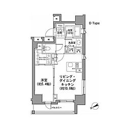 東京メトロ日比谷線 八丁堀駅 徒歩4分の賃貸マンション 8階1LDKの間取り