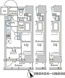 東京メトロ日比谷線 茅場町駅 徒歩1分の賃貸マンション 4階1DKの間取り