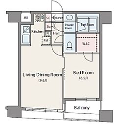 都営浅草線 人形町駅 徒歩4分の賃貸マンション 12階1LDKの間取り