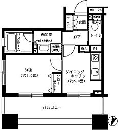 JR総武線 市ケ谷駅 徒歩4分の賃貸マンション 7階1DKの間取り
