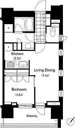 JR山手線 西日暮里駅 徒歩5分の賃貸マンション 3階1LDKの間取り