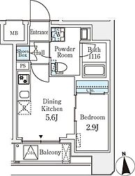 東京メトロ千代田線 湯島駅 徒歩5分の賃貸マンション 5階1DKの間取り