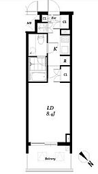 都営新宿線 小川町駅 徒歩3分の賃貸マンション 13階1Kの間取り