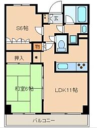東京メトロ有楽町線 護国寺駅 徒歩2分の賃貸マンション 7階2LDKの間取り