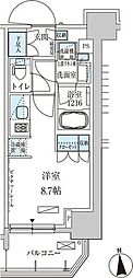 都営大江戸線 上野御徒町駅 徒歩4分の賃貸マンション 6階ワンルームの間取り
