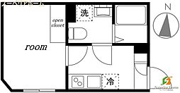 JR総武線 御茶ノ水駅 徒歩8分の賃貸マンション 2階1Kの間取り
