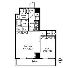 都営新宿線 曙橋駅 徒歩4分の賃貸マンション 1階ワンルームの間取り