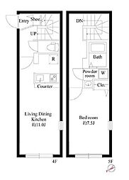JR総武線 飯田橋駅 徒歩5分の賃貸マンション 4階1LDKの間取り
