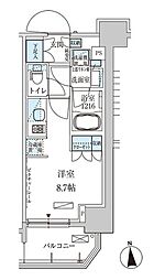 都営大江戸線 上野御徒町駅 徒歩4分の賃貸マンション 8階ワンルームの間取り