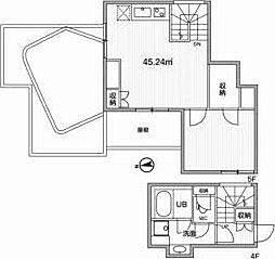 都営大江戸線 牛込柳町駅 徒歩2分の賃貸マンション 4階1LDKの間取り